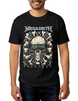 Rock t-shirt Black Megadeth 13 Thirteen Skull & Bones