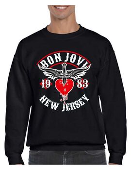 Μπλούζα Φούτερ με στάμπα Bon Jovi New Jersey 1983 Tour