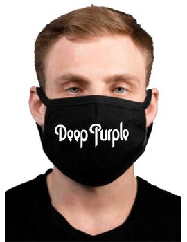 Υφασμάτινη μάσκα προσώπου Deep Purple με 100% βαμβάκι , πολλαπλών χρήσεων με διπλό ύφασμα σε μαύρο χρώμα.