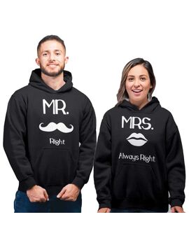 Μπλούζες φούτερ με κουκούλα Mr Right Mrs Always Right Set hoodies