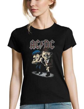Γυναικείο Rock μπλουζάκι με στάμπα ACDC Cartoon Angus Young Brian Johnson