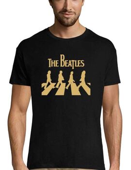 Rock t-shirt με στάμπα The beatles Abbey Road silhouette Gold