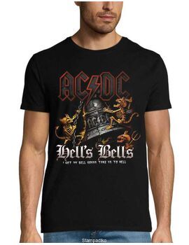Rock t-shirt Black με στάμπα AC/DC Hells Bells I Got My Bell Gonna Take You To Hell