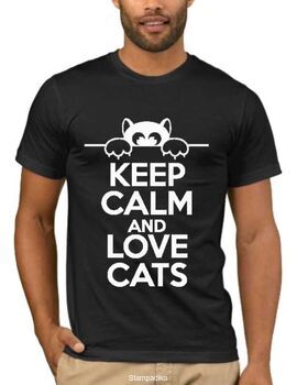 Αστεία T-shirts Keep calm and love cats a4022