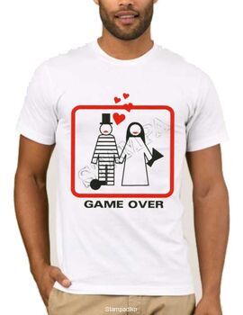 Αστεία T-shirts bachelor Game Over