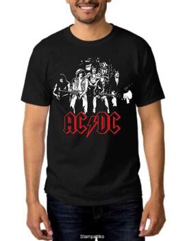 Rock t-shirt Black με στάμπα AC/DC Original Band Members