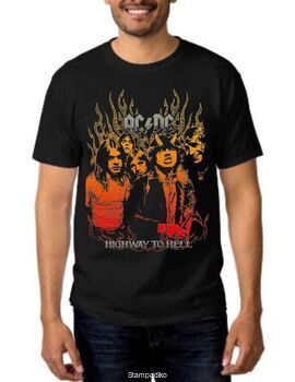 Rock t-shirt Black με στάμπα AC/DC Highway To Hell