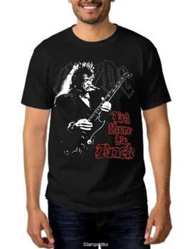 Rock t-shirt Black με στάμπα AC/DC Let There Be Rock