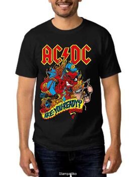 Rock t-shirt Black με στάμπα AC/DC Are You Ready