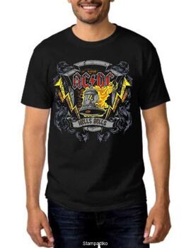 Rock t-shirt Black με στάμπα AC/DC Hells Bells