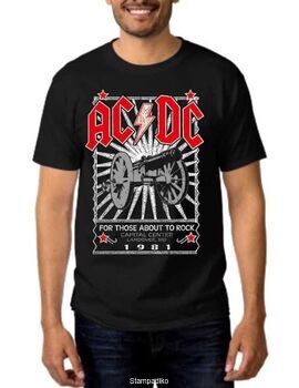 Rock t-shirt Black  με στάμπα AC/DC For Those About to Rock