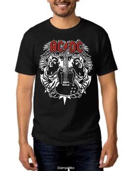 Rock t-shirt Black με στάμπα AC/DC Black Ice