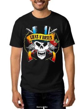 Rock t-shirt  Black με στάμπα Guns N' Roses Skull License
