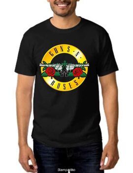 Rock t-shirt Black με στάμπα Guns N' Roses Distressed Bullet