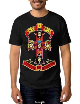 Rock t-shirt Black με στάμπα Guns N' Roses Appetite For Destruction