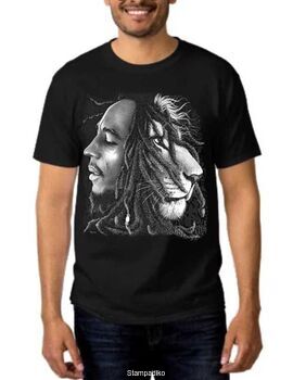 Rock t-shirt με στάμπα Bob Marley Lion Rasta