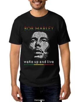 Rock t-shirt με στάμπα Bob Marley Wake Up And Live