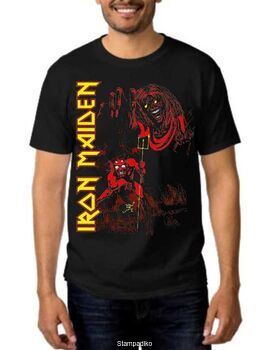 Heavy metal t-shirt με στάμπα Iron Maiden Number of the Beast