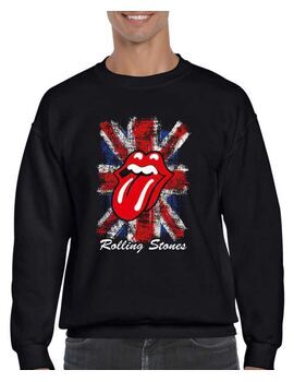 Μπλούζα Φούτερ με στάμπα Sweatshirt Rock ROLLING STONES UK Flag Tongue