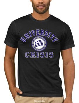 Αστεία T-shirts με στάμπα University Crisis No Job No Money No Problem