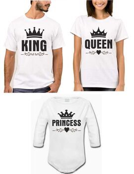 Μπλούζακια T-shirt King - Queen & Princess( η τιμή είναι και για τα 3 τεμάχια)