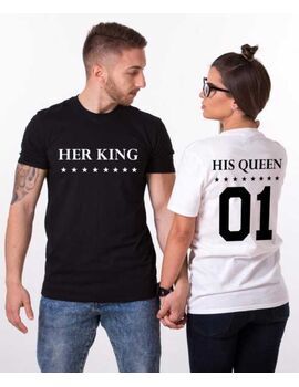 Μπλουζάκια με στάμπα Her King His Queen, Her king his queen