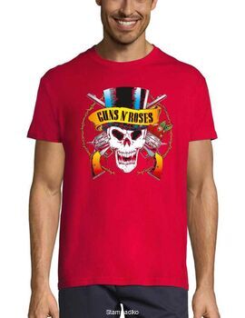 Rock t-shirt Red με στάμπα Guns N' Roses Skull License