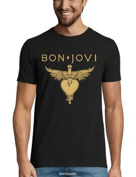 Rock t-shirt με στάμπα Bon Jovi Dagger Heart Gold