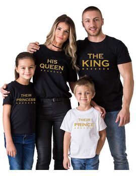 Μπλούζες με στάμπα The King His Queen Their Prince Their Princess Matching Family Shirts