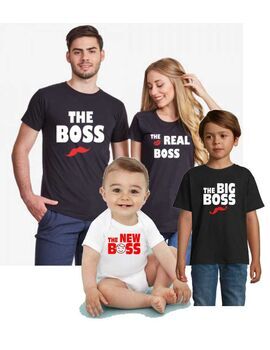 Οικογενειακό σετ με στάμπα The Boss, The Real Boss, The Big Boss and The New Boss