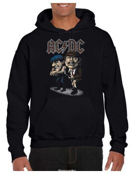 Μπλούζα Φούτερ με κουκούλα AC/DC Cartoon Angus Young Brian Johnson