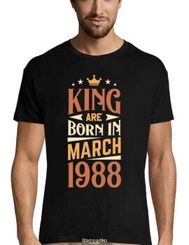 Mπλούζα με στάμπα γενεθλίων King are born in March 1988
