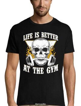 Mπλούζα με στάμπα Gym Fitness Life is better at the Gym T-shirt