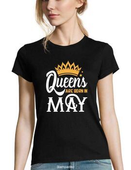 Μπλούζα με στάμπα γενεθλίων Queens are born in May t-shirt