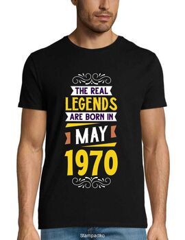 Mπλούζα με στάμπα γενεθλίων The real legend are born in May 1970