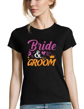 Μπλούζα με στάμπα Bride & Groom t-shirts γυναικείο στενή γραμμή