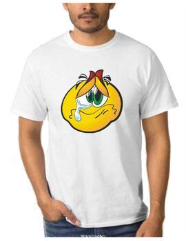 Χιουμοριστικό Funny μπλουζάκι με στάμπα Sad Face White Tshirt