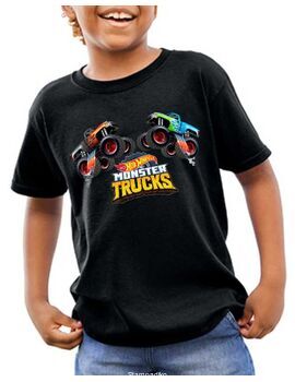 Παιδικό μπλουζάκι με στάμπα Hot Wheels Monster Trucks
