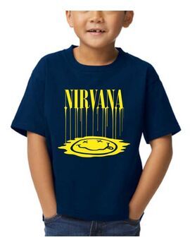 Παιδικό μπλουζάκι με στάμπα Nirvana Smiley Face-Navy