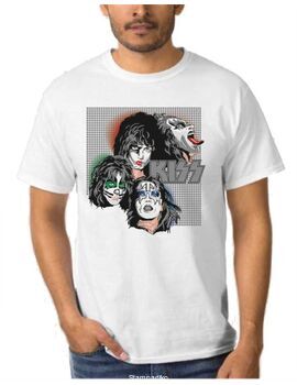 Συλλεκτικό Rock t-shirt White με στάμπα Kiss The Band