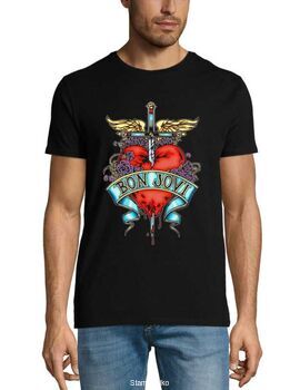 Rock μπλούζα με στάμπα Bon Jovi Heart And Dagger T-shirt