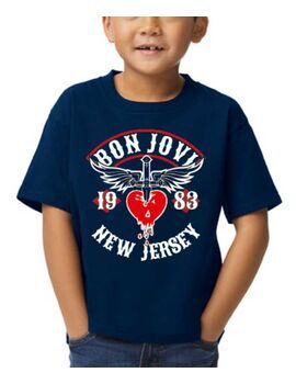 Παιδικό μπλουζάκι Navy με στάμπα Bon Jovi New Jersey 1983 Tour