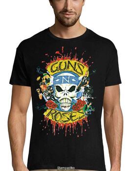 Rock t-shirt Black με στάμπα Guns N' Roses Skull