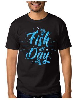 Μπλούζα με στάμπα ψαρέματος Fish all Day T-Shirt