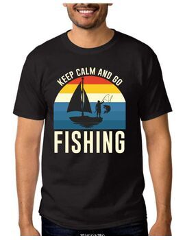 Μπλούζα με στάμπα ψαρέματος Keep Calm And Go Fishing T-Shirt