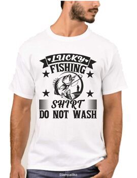 Μπλούζα με στάμπα ψαρέματος Lucky Fishing Shirt Do Not Wash