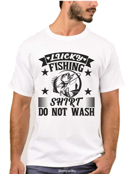 Μπλούζα με στάμπα ψαρέματος Lucky Fishing Shirt Do Not Wash