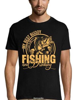 Μπλούζα με στάμπα ψαρέματος My Best Buddy - Let's Go Fishing And Drinking T-shirt