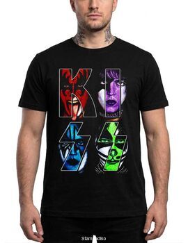 Μπλούζα με στάμπα KISS Hard Rock - Iconic Makeup Members