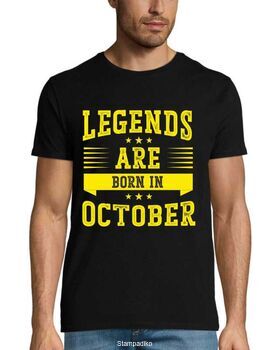 Μπλούζα με στάμπα Legends Are Born In October - Δώρο Γενεθλίων